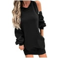 thumbnail image 1 of Mrat Hoodie with Inside Pockets Women Long Hooded Pullover Casual Workout Soft Fall Zipper Shoulder Outfits Winter Oversized Sweatshirts S-78 Black L, 1 of 8