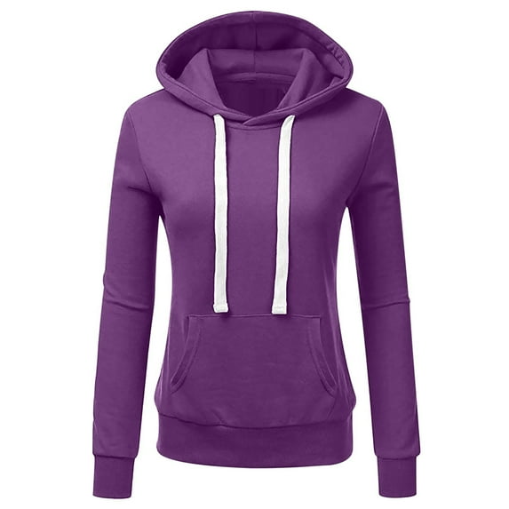 Mrat Hoodies Drawstring Women Womens Casual Hoodies Sweatshirt Drawstring Loose Fitting Hooded Pullover Tops S-229 Purple S