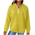 thumbnail image 1 of Mrat Hoodies for Women Solid Raglan Sweater Hooded Sweatshirt Drawstring Pullover Hooded Sweatshirt Quilted Sports Hooded Sweatshirt Quarter Zipper Long Sleeve Tops Casual Sweatshirts Yellow_B XXXXL, 1 of 5