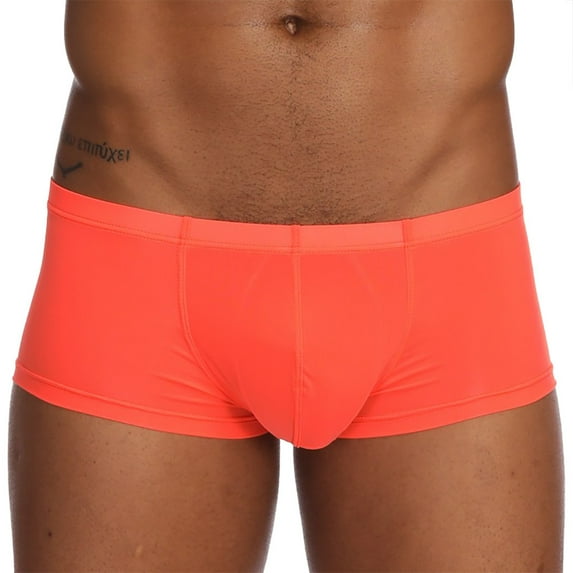Mrat Incontinence Underwear for Men Mens Cotton Ice Silk Pouch Panties Underwear Soft Briefs Panties Underpanties Mens Trunks Underwear S-13 Orange L