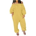 thumbnail image 1 of Mrat Jumpsuits Dressy Trendy Women Casual Prind Shoulder Button Suspender Jumpsuits Wide Pocket Leg Pant Plus Size Cargo Pants S-149 Yellow S, 1 of 5