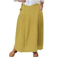 Mrat Knee Length Skirt Women's Casual Retro Floral Skirts Linen Elastic