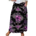 thumbnail image 1 of Mrat Knee Length Skirts for Women Women's Casual Retro Floral Skirts Linen Elastic Waist Pleated Maxi Skirt with Pockets Plus Size Skirts S-211 Multicolor 5XL, 1 of 5