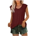 thumbnail image 1 of Mrat Knit Tank Tops Women's Cap Sleeve Tops Summer Tank Tops Casual Basic Tees Shirts Loose Blouses Plus Size Summer Tops Sleeveless S-395 Wine XL, 1 of 6