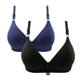 thumbnail image 1 of Mrat Lace Bras for Women 2Pcs Women's Embroidered Glossy Comfortable Breathable Bra Underwear No Rims Lingerie Tank Tops for Women S-1741 Navy 38/85, 1 of 2