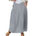thumbnail image 1 of Mrat Lace Skirt Women's Casual Retro Floral Skirts Linen Elastic Waist Pleated Maxi Skirt with Pockets Plus Size Skirts S-156 Gray L, 1 of 5