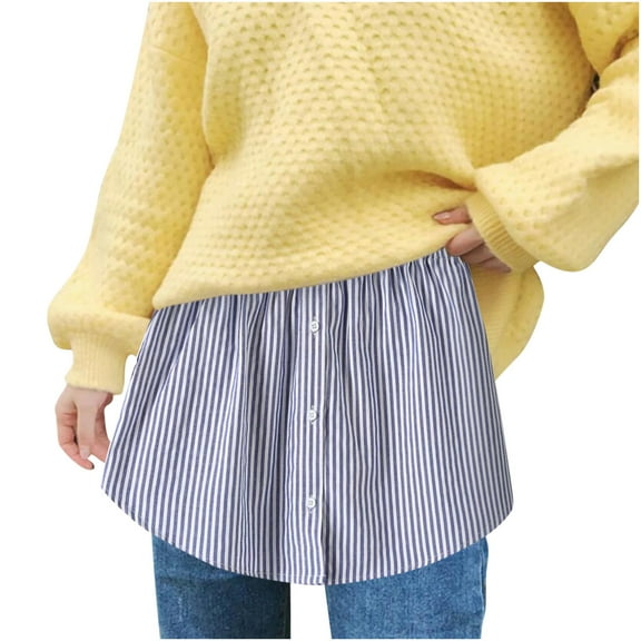 Mrat Ladies Cover Up Pants Women's Layered Tiered Sheer Stripe Printing Extender Half Slip Plus Size Skirt Women Loose Pants S-3 Dark Blue XXL