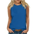thumbnail image 1 of Mrat Ladies Tank Tops Women's Summer Casual Fashion Solid Color Loose Round Neck Sleeveless High Neck Workout Tank Tops S-254 Blue XXL, 1 of 4