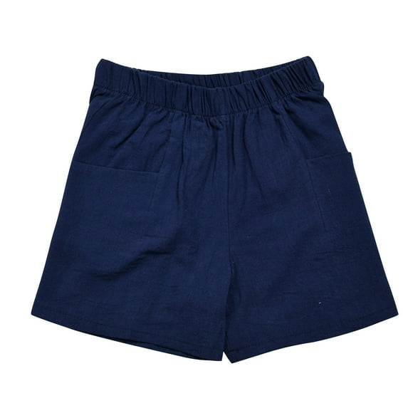 Mrat Ladies Travel Pants Women's Solid Cotton Wrinkled Thin Wide Leg High Waist Loose Casual Shorts Women Travel Pants S-196 Navy L