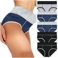 thumbnail image 1 of Mrat Ladies Underwear Panties Cotton 5pc Women Solid Color Patchwork Briefs Panties Underwear Bikini Underpanties Briefs for Women S-65 Multicolor 3XL, 1 of 9