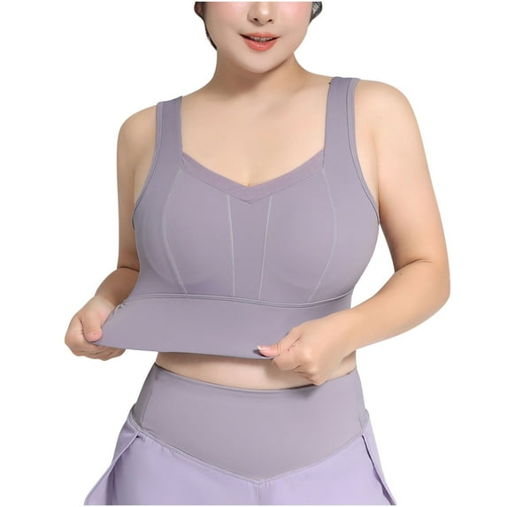 Mrat Lightly Padded Wireless Bra Women's Athletic Bra High Coverage Low Impact Workout Sports Bra Wireless Comfortable Backless Bralettes Cropped Tank Tops S-131 Purple M