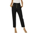 thumbnail image 1 of Mrat Linen Pants Women Plus Size Casual Solid Sweat Pants Work Pants Construction Elastic Waist Pocket Loose Pants Black_A XXL, 1 of 8