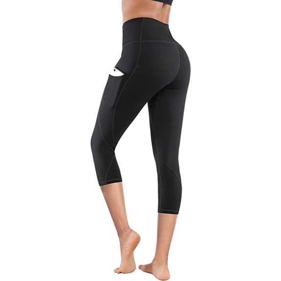 Mrat Linen Pants Women Women's Dry Solid Pocket Capris Yoga Pants Women's Casual Trousers S-122 Black S