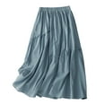thumbnail image 1 of Mrat Linen Skirt Solid Summer Double Layer Cotton Linen Skirt for Women Flared Midi Skirt S-201 Blue One Size, 1 of 3