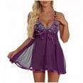 thumbnail image 1 of Mrat Lingerie Skirt Women Plus Size Lace Nightgown Mesh Chemise Nighty Lingerie S-17 Purple 5XL, 1 of 8
