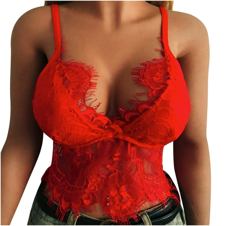 Mrat Lingerie Tops Women's Lace Babydoll Lingerie Ladies Lace Cage Bra  Elastic Cage Bra Strappy Hollow Out Bra Bustier Embroidered Lingerie  Bodysuit 