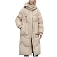 thumbnail image 1 of Mrat Long Coats for Women Winter Long Sleeve Hoodies Quilt Plus Size Parkas Coat Long Puffer Down Coat Long Down Puffer Jacket Pea Coats for Women Long White M, 1 of 6