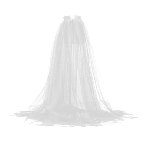 Mrat Long Flowy Skirt Women Trendy Solid Color Long Skirt Irregular Mesh Skirt Multilayer Maxi Skirt Flowy Maxi Skirt S-181 White One Size
