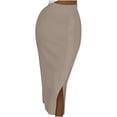 thumbnail image 1 of Mrat Long Flowy Skirts Women's Fashion Slit Sweater Dress Slim Body Skirt Workout Skirt S-59 Khaki L, 1 of 6
