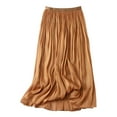 thumbnail image 1 of Mrat Long Skirts Women's Summer High Waist Pleated Skirt Casual Flowy A-Line Midi Skirts Lightweight Double Layered Flowy Beach Skirt S-22 Coffee One Size, 1 of 4