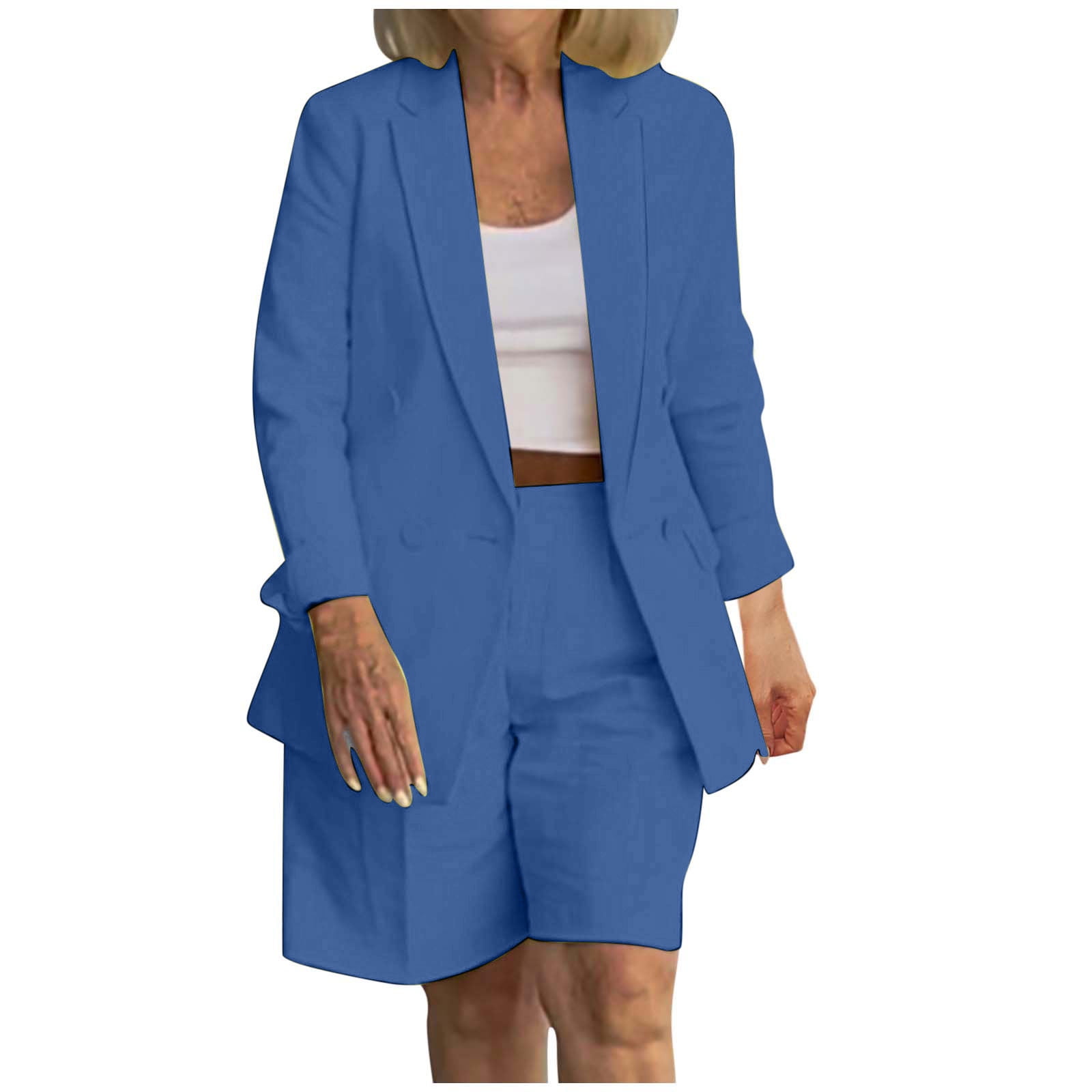 Mrat Long Sleeve Hoodie Sweatsuit Blazer Shorts Set for Women