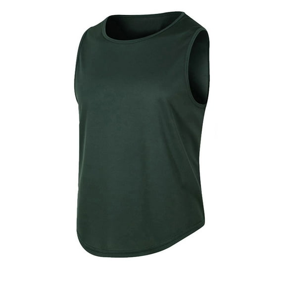 Mrat Looseting Tank Tops for Women Women's Classic Round Neck Collar Solid Color Sleeveless T-Shirt Tank Blouse Tops S-43 Green 3XL