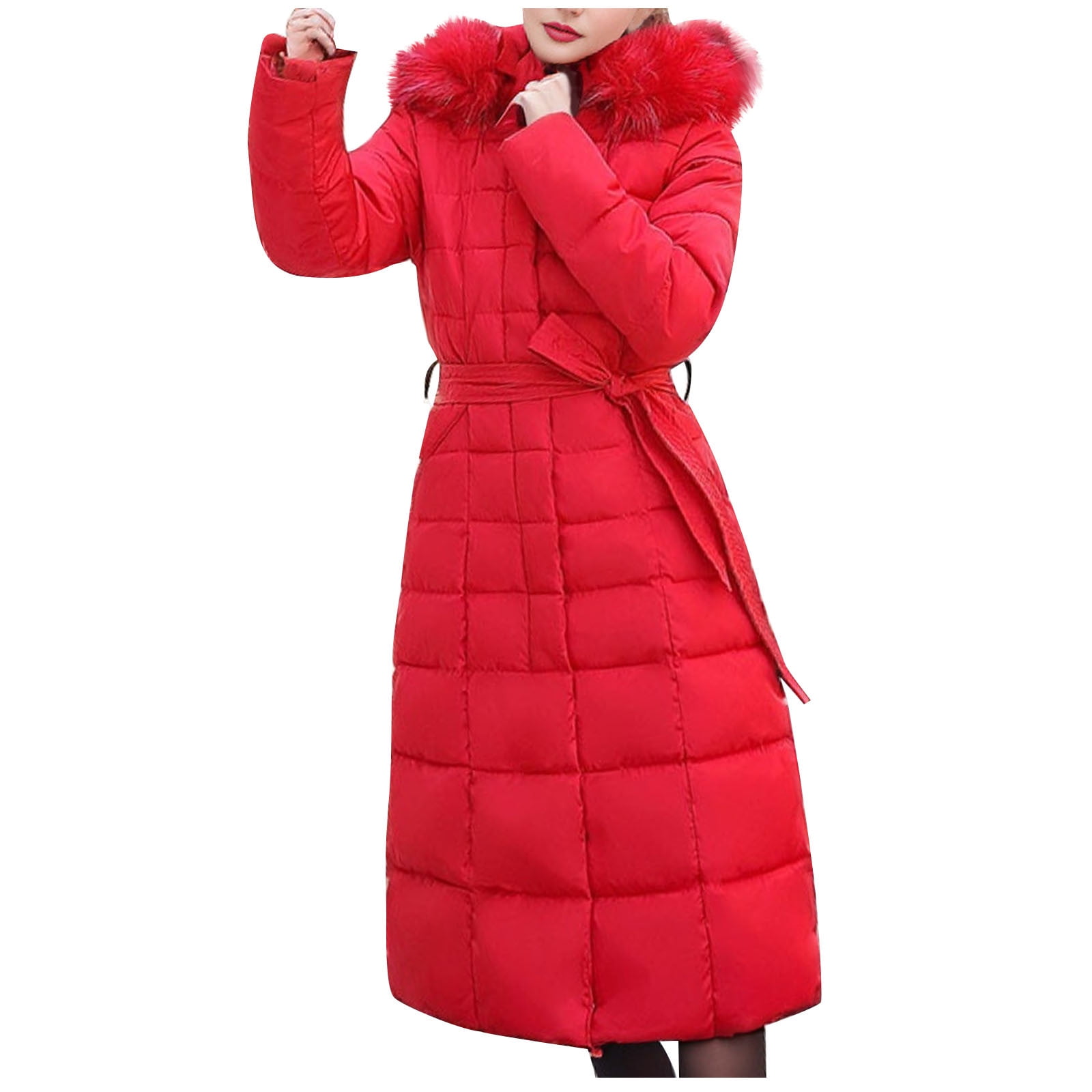 Mrat Maxi Coats for Women Winter Long Sleeve Hoodies Quilt Oversized