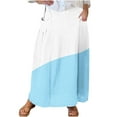 thumbnail image 1 of Mrat Maxi Skirt with Pockets Women's Casual Retro Floral Skirts Linen Elastic Waist Pleated Maxi Skirt with Pockets Plus Size Skirts S-153 Light Blue XL, 1 of 5