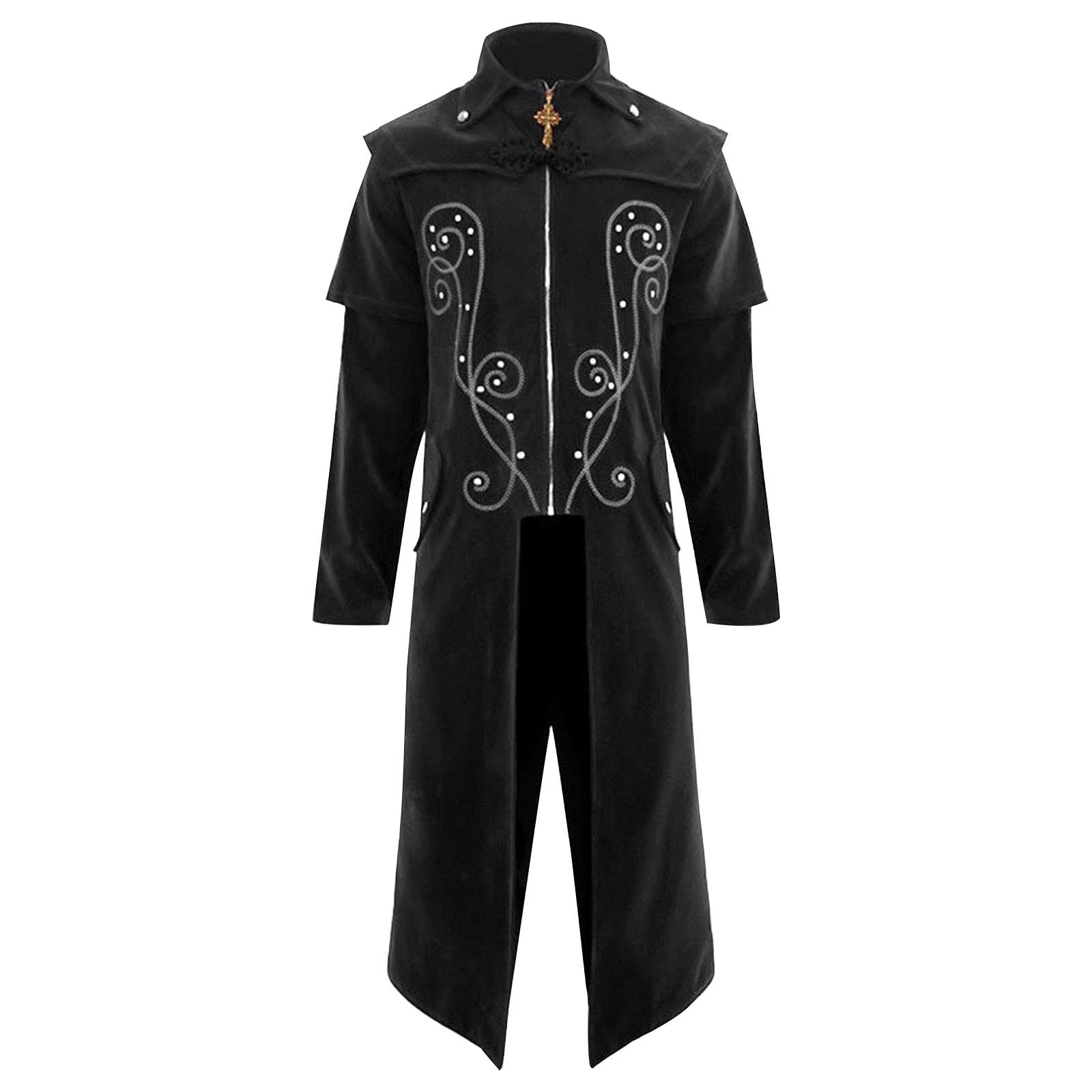 Mrat Men Solid Club Oktoberfest Carnival Long Sleeve Stand Collar Shapewear  Tops Gothic Coat Vintage Plus Size Corset Jacket XL X-Large 