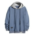 thumbnail image 1 of Mrat Men's Hoodies Sweatshirt Men's Spring Loose Color Collocation Fashion Casual Sports Shirt Hoodie Hoodie Hoodies for Men Pockets S-30 Blue XL, 1 of 5