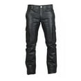thumbnail image 1 of Mrat Men's Workout Pants Full Length Pants Men's Punk Retro Gothic Slim Fit Casual Pants Solid Color Casual Leather Pants Dress Pants Men Black XXL, 1 of 6