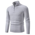 thumbnail image 1 of Mrat Mens Fall Sweatshirts Men's Winter Casual Fashion Solid Color Zipper Design Long Sleeved Collar Sweater Loose Sweater Knit Tops S-87 Gray XL, 1 of 1