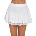 thumbnail image 1 of Mrat Midi Skirts for Women Women's Summer Solid Lace Patchwork Skirt Splice High Waist Pleated Elastic Waist Skirt Skirt Half Length Layered Ruffle A Line Skirt White S, 1 of 5
