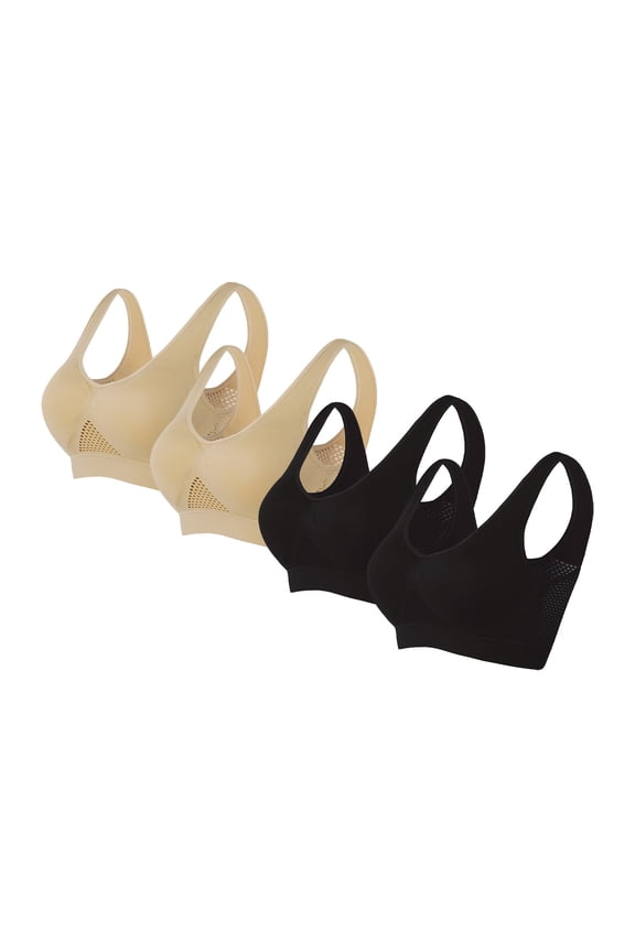 Non Padded Wireless Bra Sports Bras for Women 4pc Women Seamless Liftup Bra Sports Bra Wirefree Gym Yoga Bra with Removable Pads Non Padded Wireless Bra S-95 Multicolor S