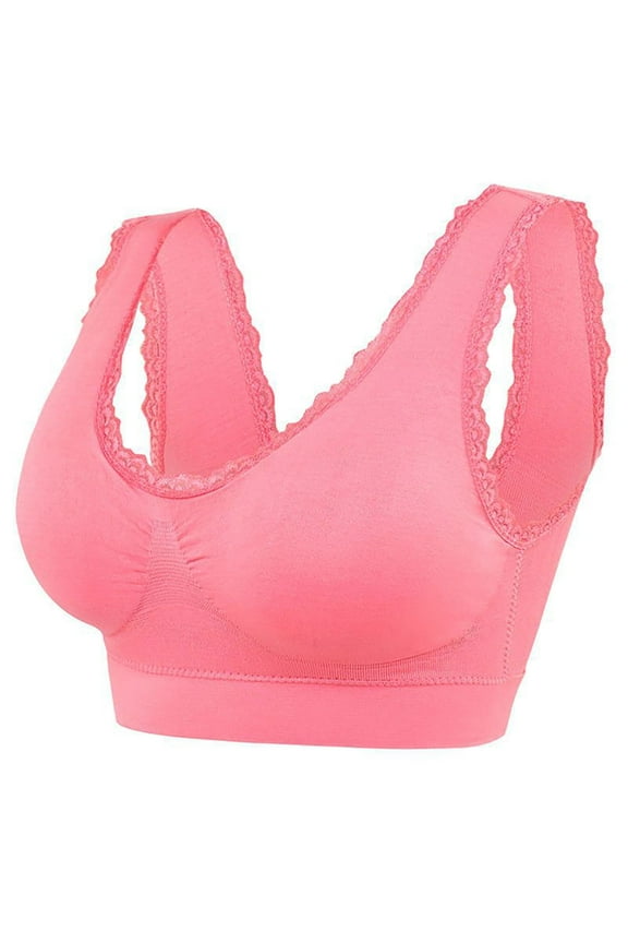 Mrat Nursing Bras with Support Women Womens Bras No Underwire Full Support Push-Up Bra Style M-223 Big & Tall Size Full-Coverage Wirefree Bra Female V-Neck Hook and Eye Bra Closure Red-A 3XL