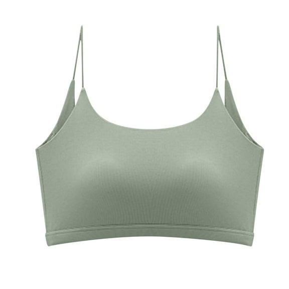 Mrat Open Back Sports Bra Fitness Bra with Chest Pad Sports Bra Women's Solid Color Suspender Yoga Bra Cotton Sports Bras for Lady S-32 Green L