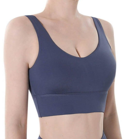 Mrat Open Back Sports Bra Women's Sports Bra, Workout Comfy, High Support, Wireless Longline Yoga Bra Workout Sports Bras for Lady S-257 Dark Blue M