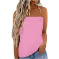 thumbnail image 1 of Mrat Open Back Tank Tops for Women Strapless Bandeau Tank Tops for Women Summer Solid Color Tube Tops Casual off Shoulder Holiday Blouse Tops S-227 Pink-a S, 1 of 4