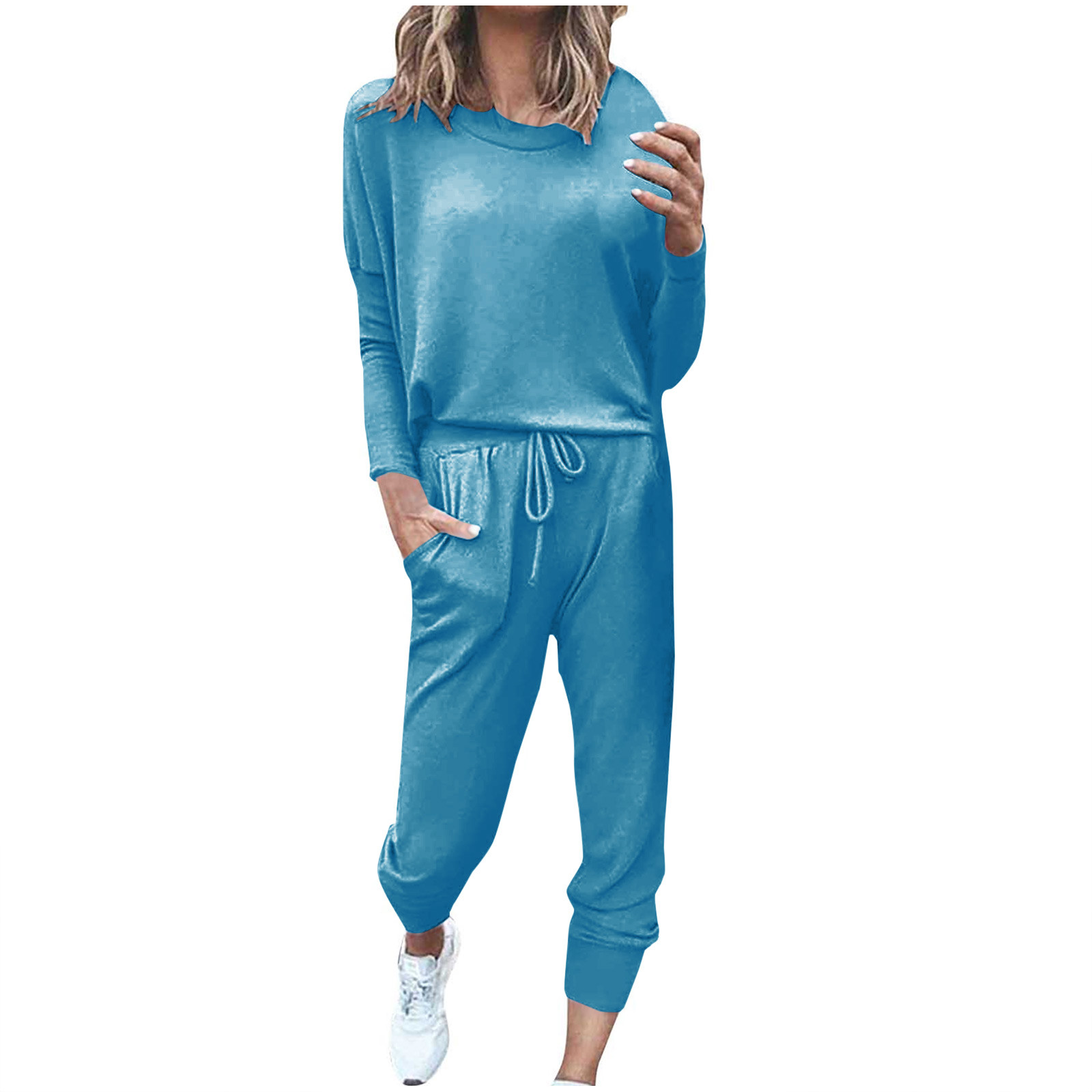 Mrat Outfits for Women 2 Piece Jogging Sets Solid Polyester Long Sleeve ...