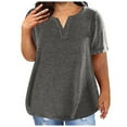 thumbnail image 1 of Mrat Oversized T-Shirts Women's V-Neck Solid Color Oversized T-Shirt Tops Summer T-Shirts S-87 Gray S, 1 of 5