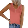 thumbnail image 1 of Mrat Oversized Tank Tops Women's Striped Round Neck Button Elastic Tank Tops Bra Tank Tops for Women S-307 Watermelon Red-A S, 1 of 5