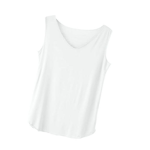Mrat Pack Of Tank Tops Women's Solid Color Camisole Women's Loose Sleeveless V-Neck Tank Tops Tank Tops Women S-525 White XL