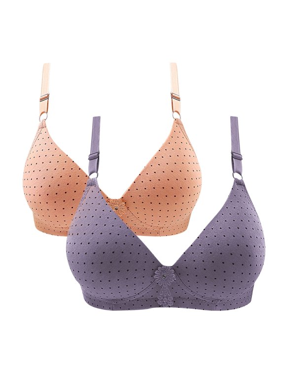 Mrat Padded Bra Women Everyday Bras Women Wireless Bra Style M-262 Women's Plus Size Wireless Bra Female V-Neck Hook and Eye Bra Closure Lace Bralette Beige 38/85