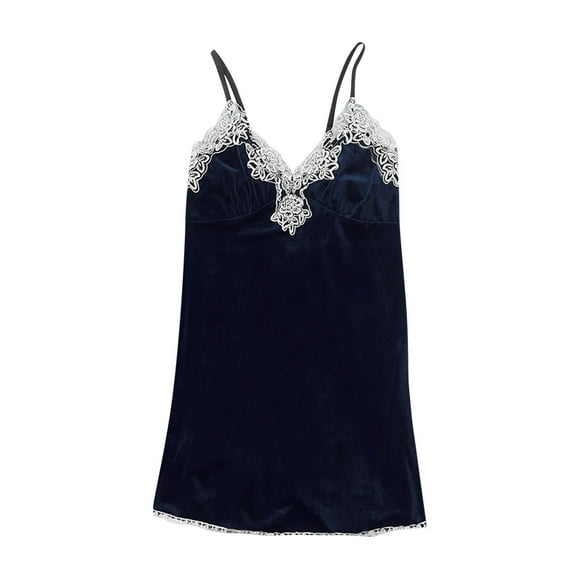 Mrat Pajamas for Women Set Gold Velvet Sling Skirt Cute Pajamas Nightgown for Women Lingerie Lingerie Home Wear Pajamas Nightdress Navy_B M