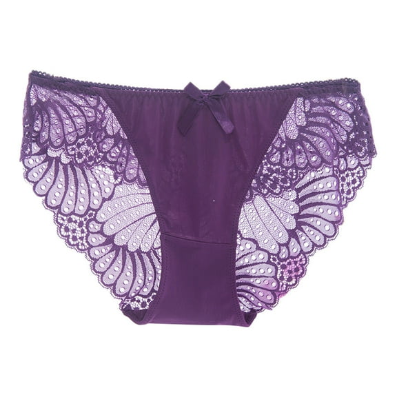 Mrat Panties for Women Pack Women Cotton Lace Underwear Lingerie Thongs Panties Ladies Underwear Underpanties Cheeky Underwear for Women S-238 Purple L