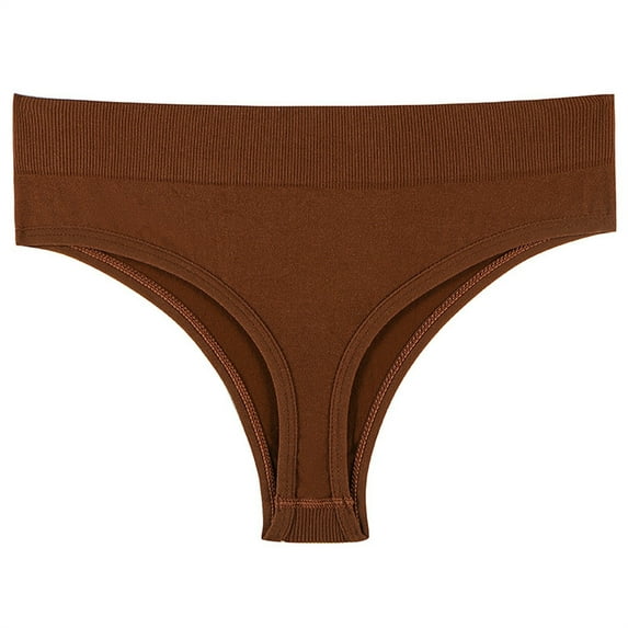 Mrat Panties Women's Solid Color Underwear Cotton Underwear Bikini Panties Silky Comfy Yoga Panties Period Panties Women S-286 Brown L