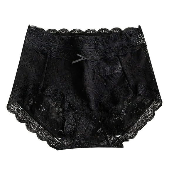 Mrat Panties Womens Breathable Comfortable Soft and Cotton Lace Satin Underwear Woman Underwear S-168 Black XL