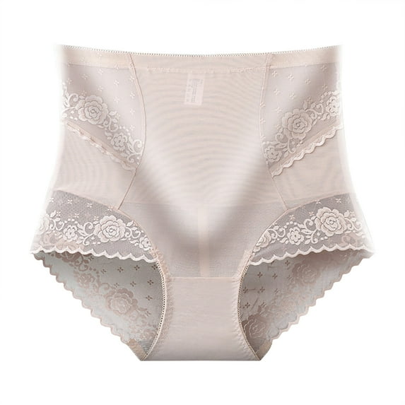 Mrat Panties for Women Plus Size Womens Breathable Comfortable Soft and Cotton Lace Satin Underwear Crotchless Underwear for Women S-174 Gray L