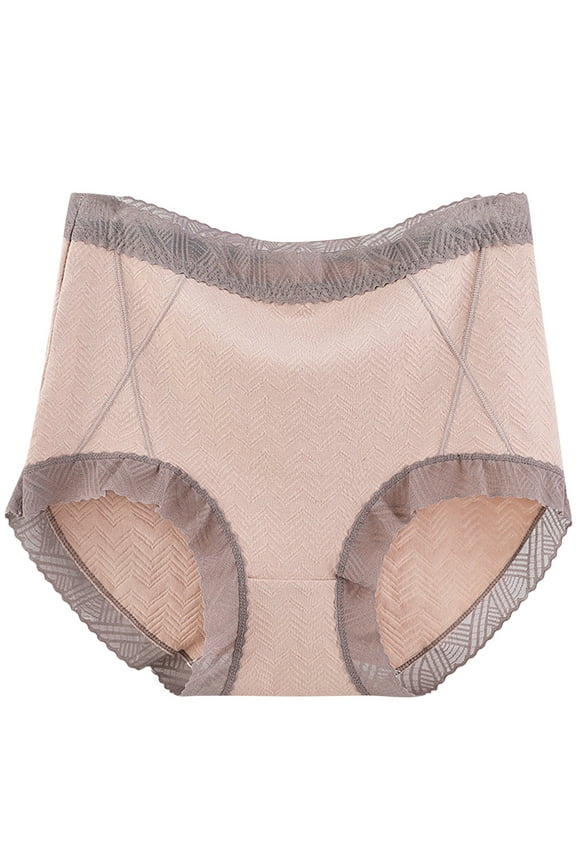 Period Panties Women's Large Solid Lace High Waist Summer Underpanties String Bikini Panties S-267 Khaki 4XL