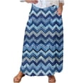 thumbnail image 1 of Mrat Plus Size Midi Skirt Women's Casual Retro Floral Skirts Linen Elastic Waist Pleated Maxi Skirt with Pockets Plus Size Skirts S-293 Sky Blue XL, 1 of 5